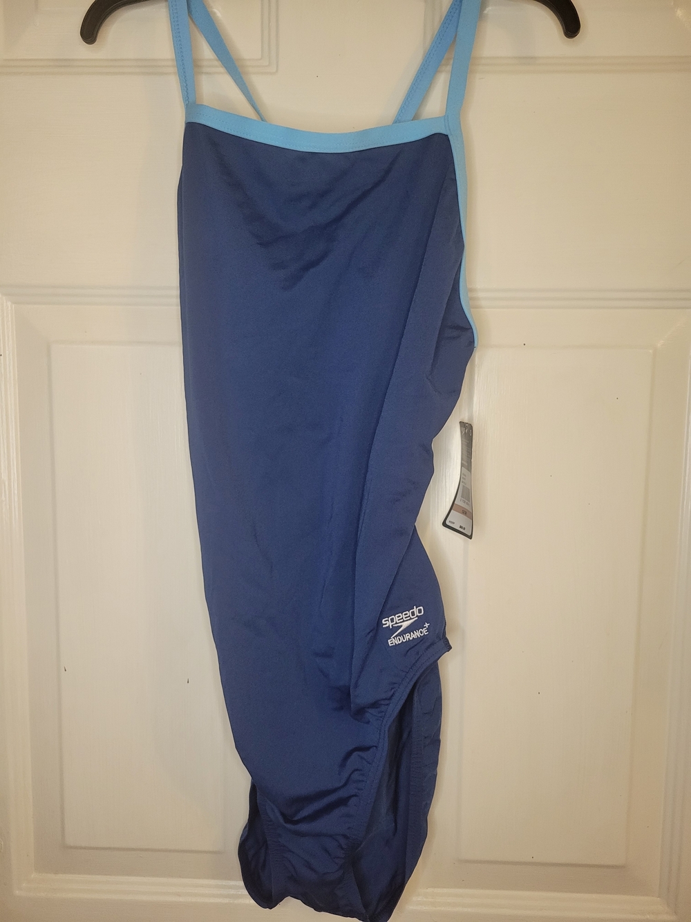 Speedo Women's Swimsuit One Piece Endurance+ Flyback Solid, 28, Navy/Blue - Picture 5 of 10